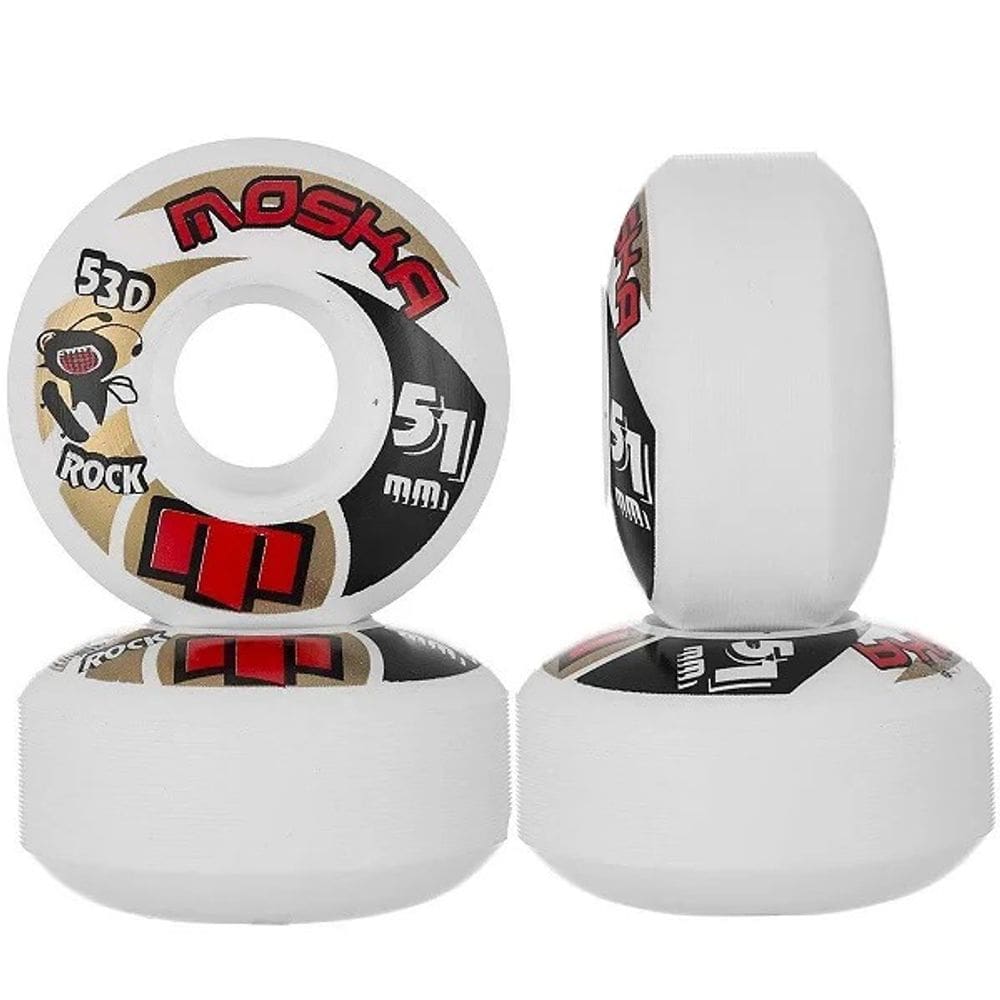 Rodas Para Skate Moska Rock 51mm Dureza 53D Branca