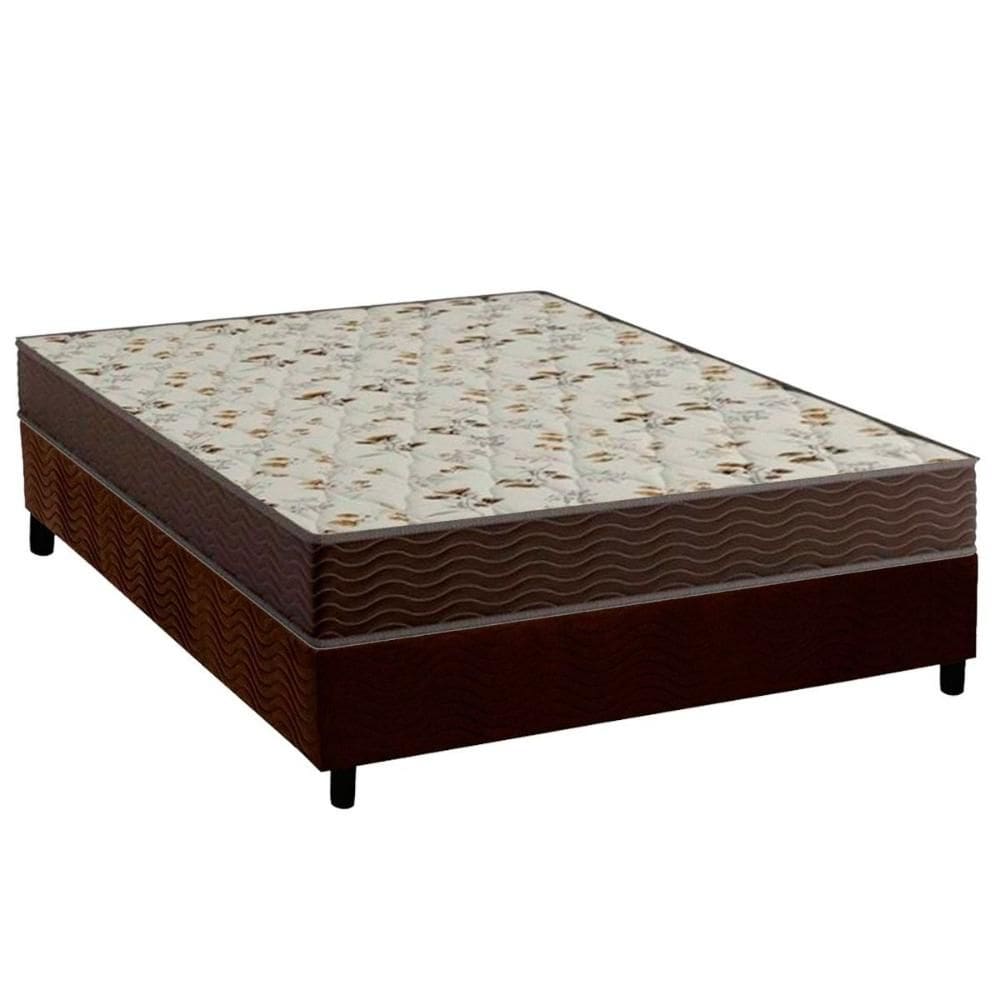 Cama Box Viúva: Colchão Espuma D33 Ortobom Physical Hiper Resistente 20 + Base CRC Suede Brown (128x188)