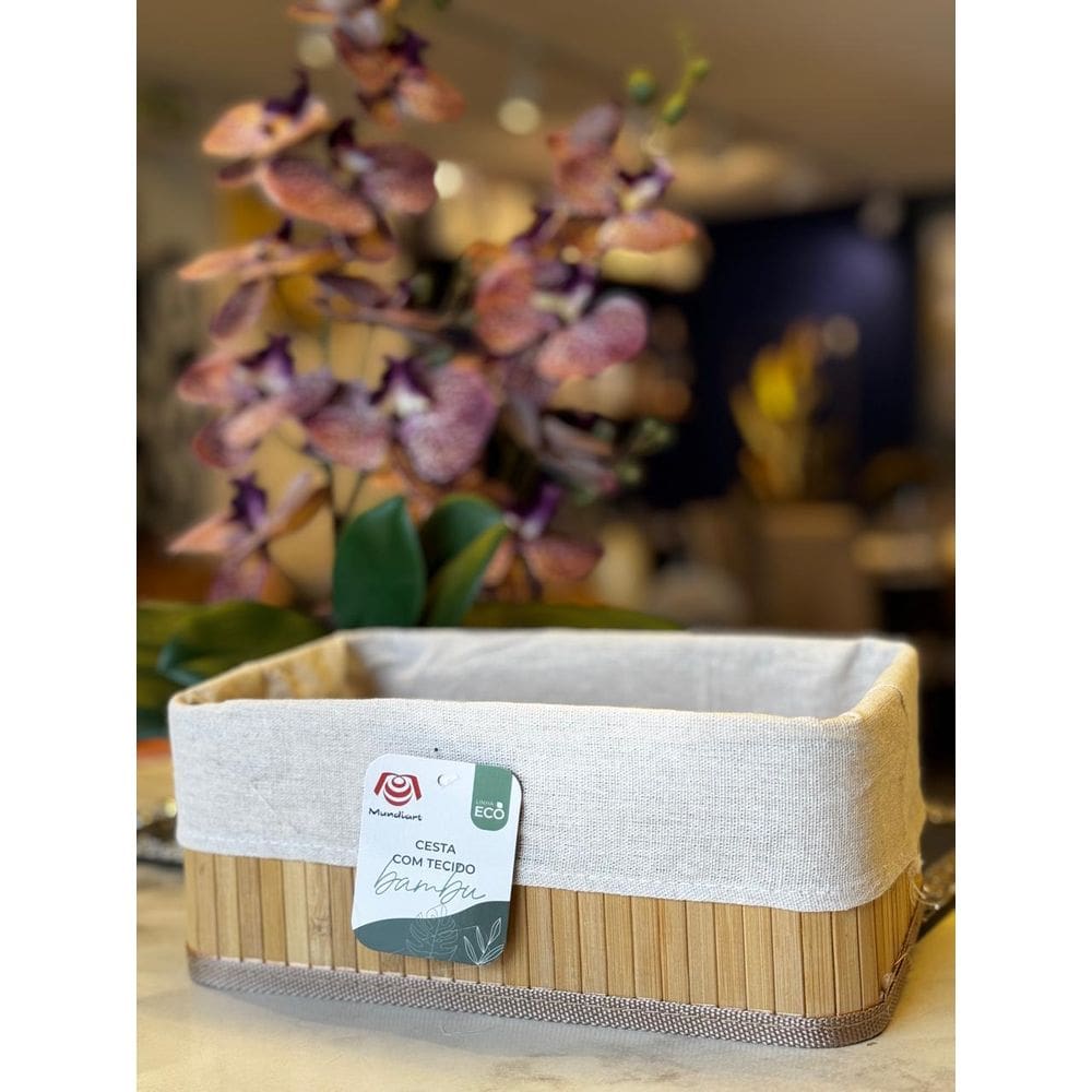 Cesta Em Bambu Com Tecido Ret 27X17/11