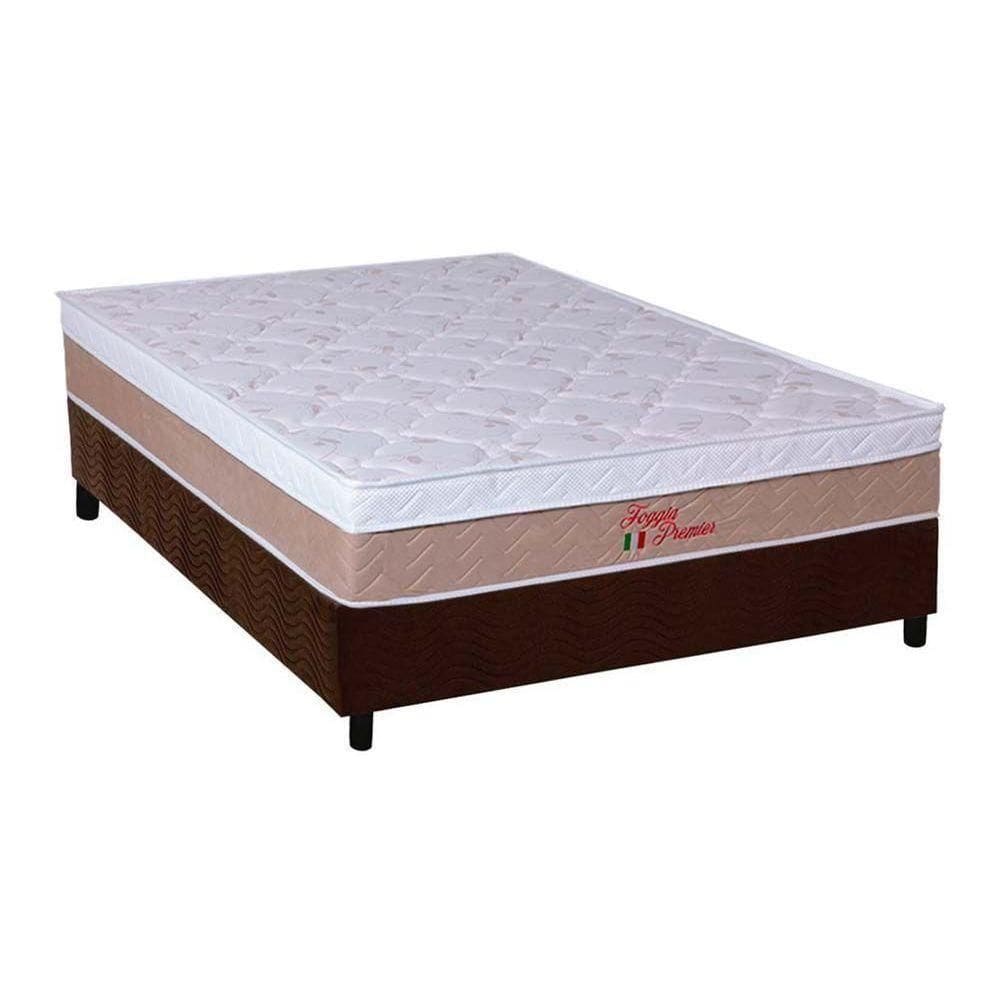 Cama Box Casal: Colchão Ortopédico Orthoflex Foggia Premier + Base Crc Suede Brown(138X188)