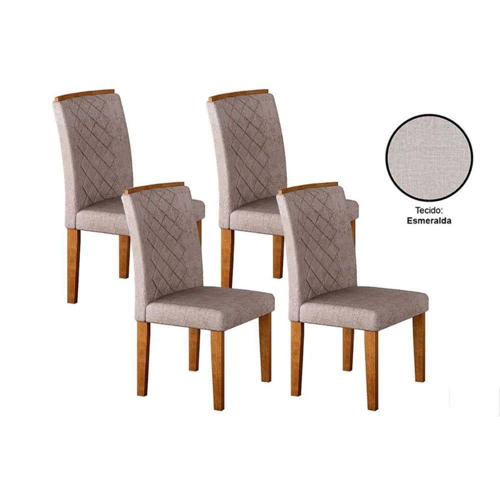 Kit 4 Cadeiras Sala Jantar Jade 4 Un Capuccino/Suede Creme - Rufato
