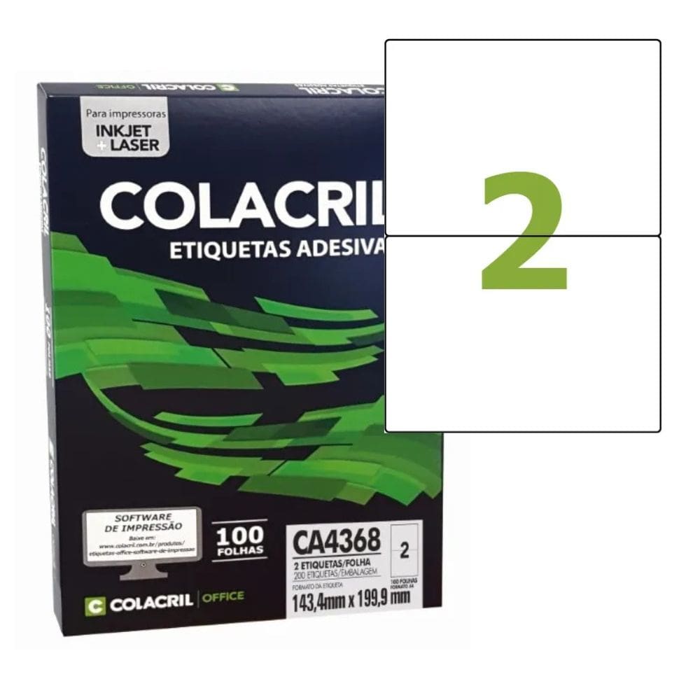 Etiqueta Inkje Laser A4 Branca 143,4 X 199,9mm 100 Fls Ca4368
