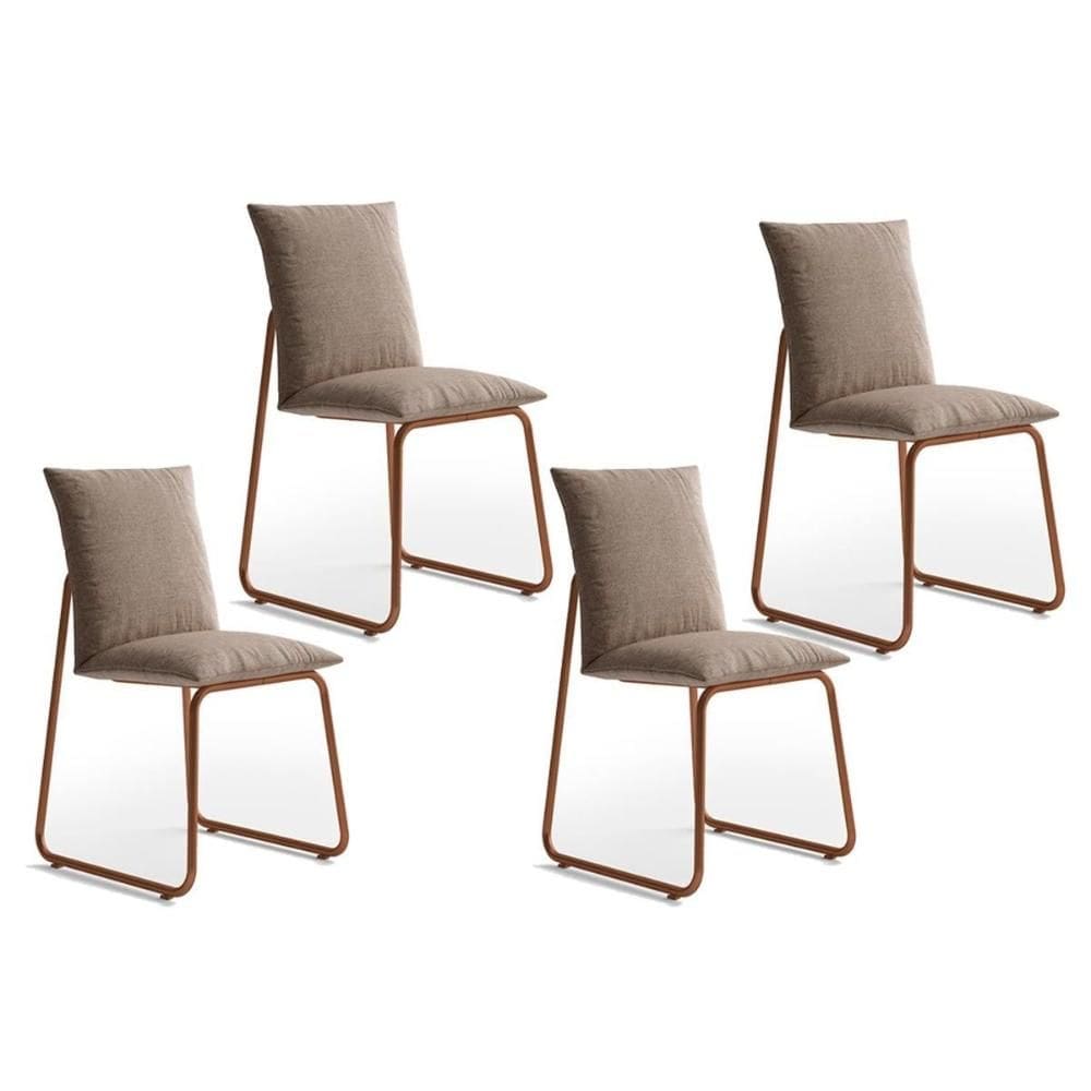 Kit 4 Cadeiras Sala Jantar Soft 1750 4 Uni Rose/Linho Areia - Carraro