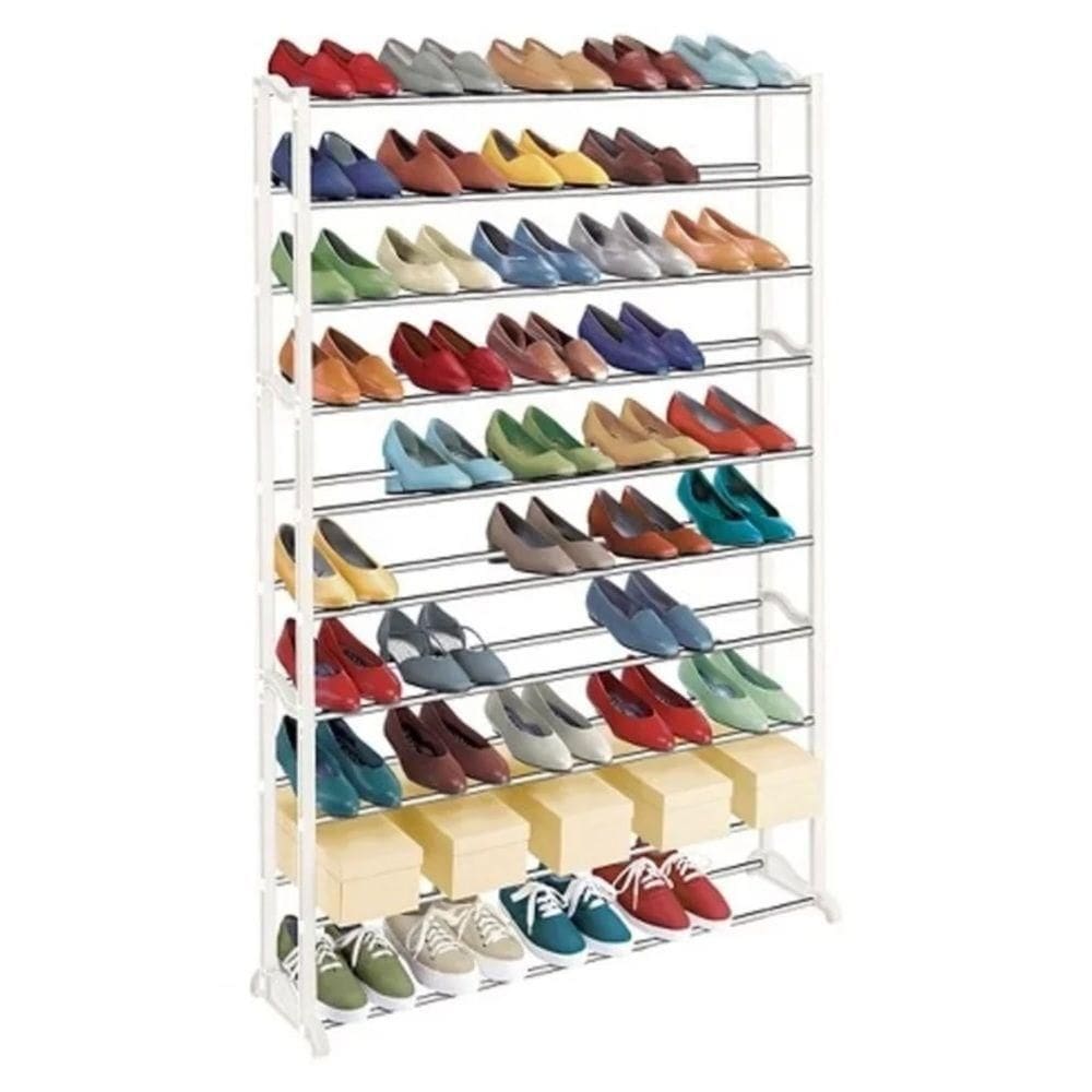 Sapateira 100 Calcados Estante Gigante 50 Pares De Sapatos E Tenis 10 Prateleiras Organizador Andares Em Metal
