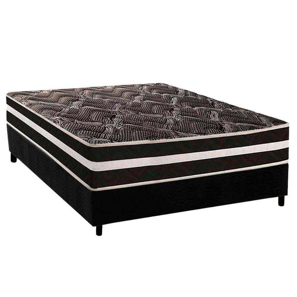 Cama Box Casal: Colchão Ortopédico Paropas D28 / Master AG80 Black Double Face 25 + Base CRC Suede Black (138x188)