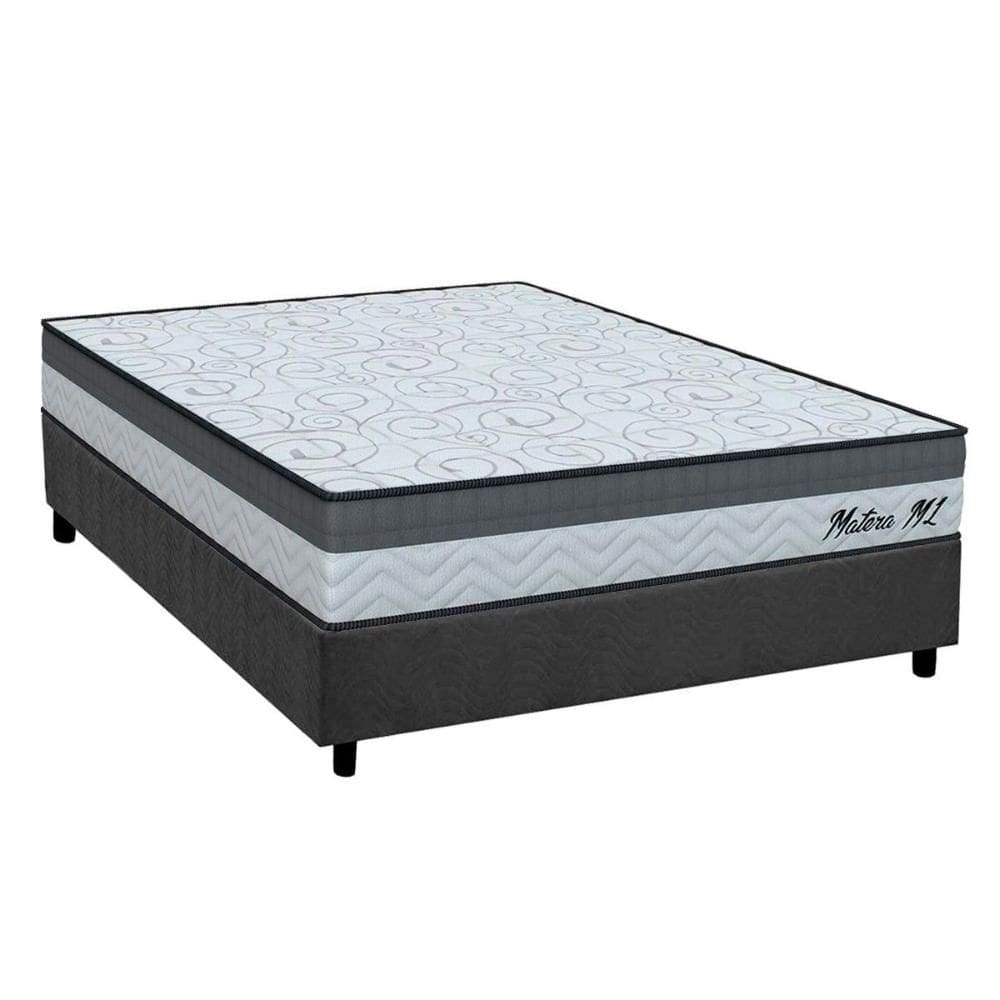 Cama Box Viúva: Colchão Espuma D33 Orthoflex Matera ML + Base CRC Suede Gray (128x188)