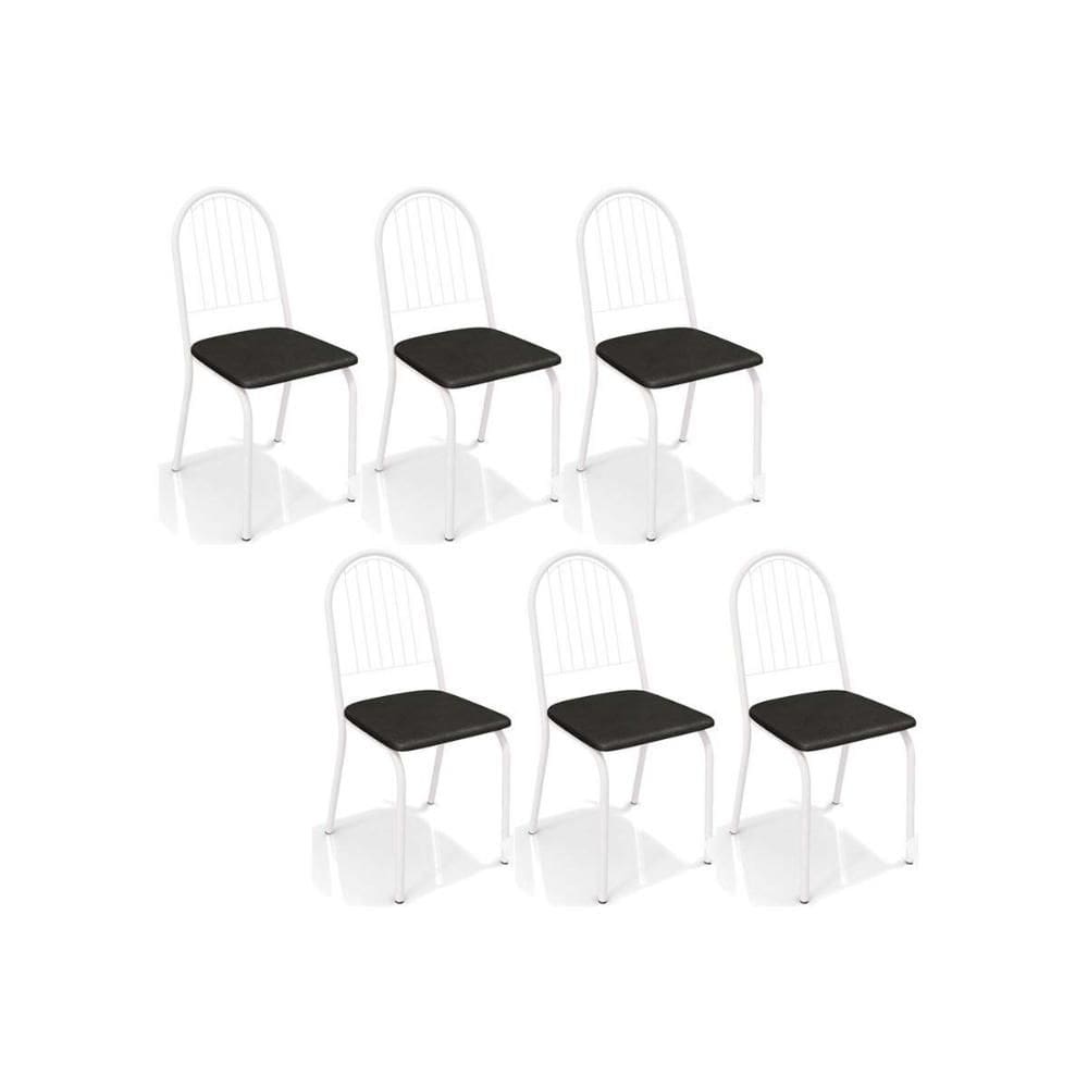 Kit 6 Cadeiras de Cozinha Noruega 2C077 6 Un Branco Fosco/Preto 110 - Kappesberg