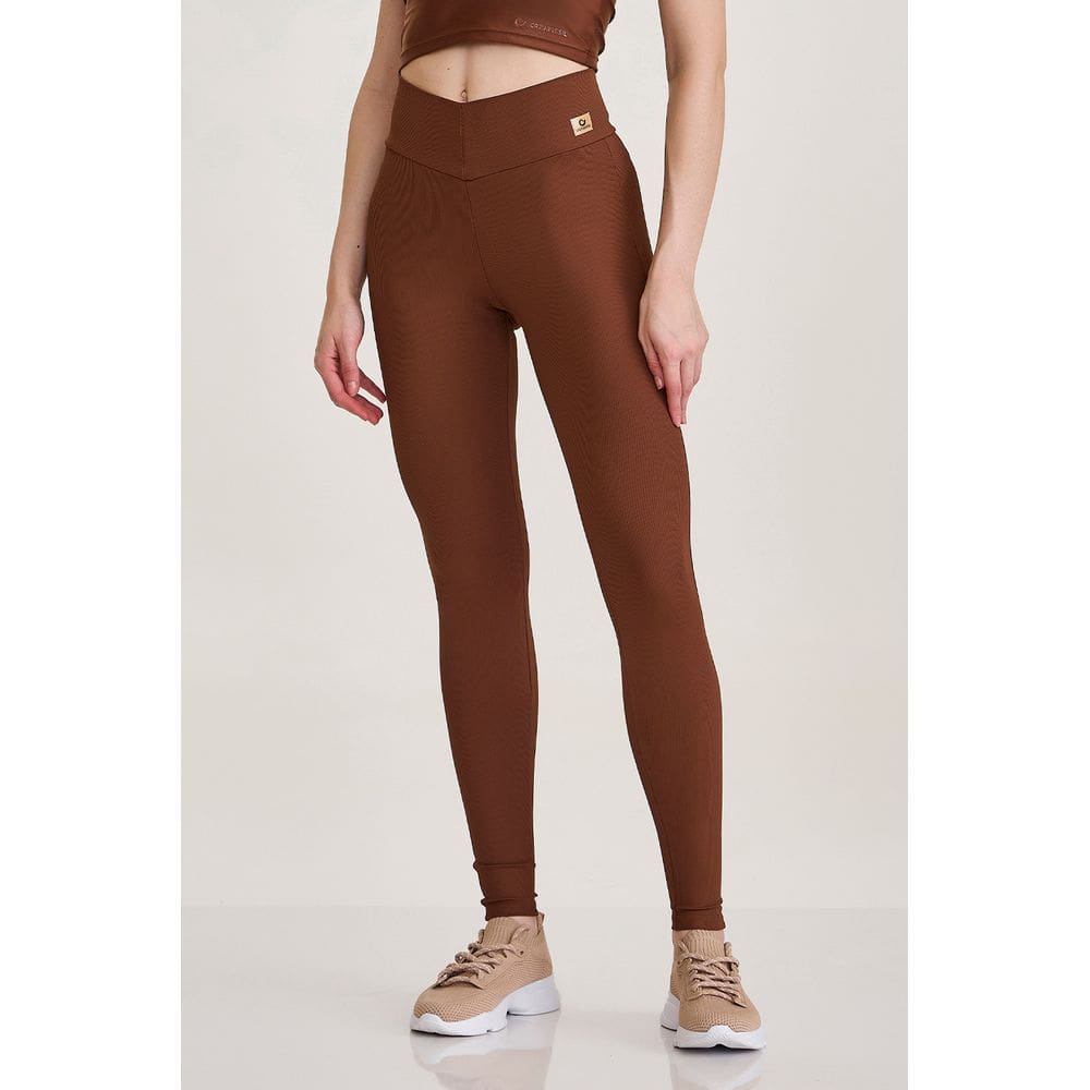 Legging Afina Cintura Nervura Cajubrasil Marrom Capuccino