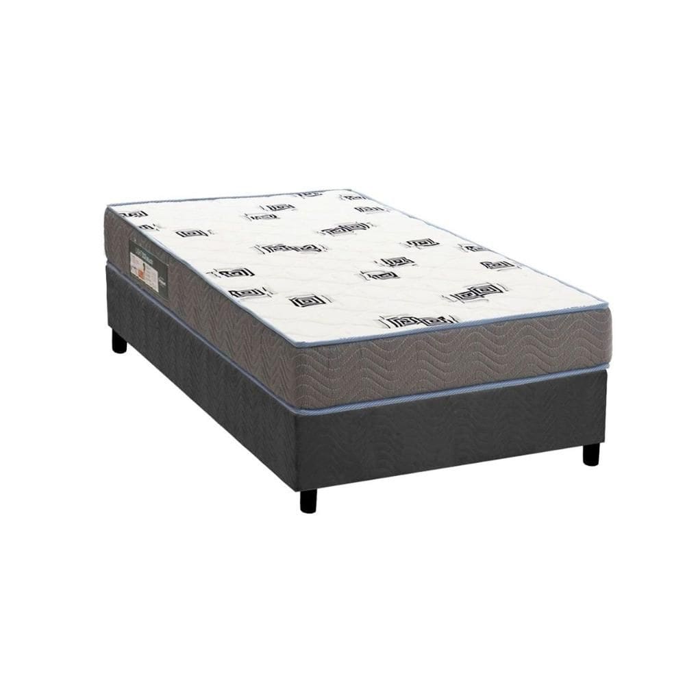 Cama Box Solteiro: Colchão Espuma D33 Ortobom Light Saúde + Base CRC Suede Gray (78x188)