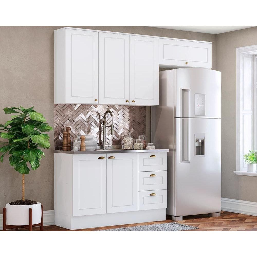 Kit de Cozinha Completa 3 Peças Americana (2Aéreos+1Balcão) s/Pia CZ136 Branco - Henn