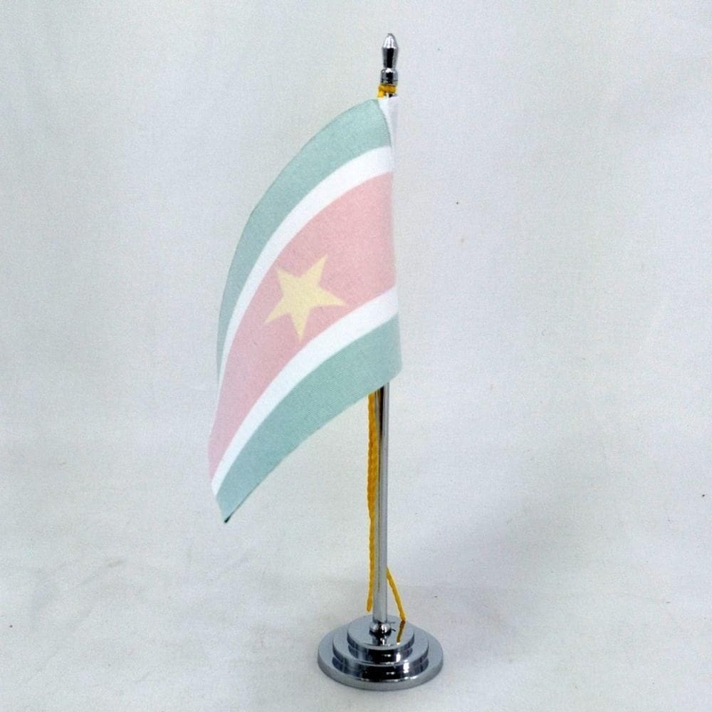 Mini Bandeira De Mesa Suriname 15 Cm (mastro)poliéster