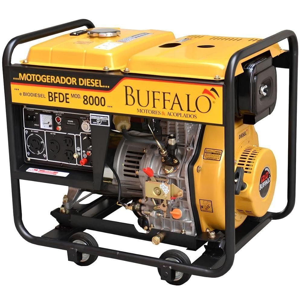 Motogerador Buffalo BFDE 8000 PRO Diesel Trifásico 380V 7,5KVA 13Cv Partida Elétrica e Manual 71333