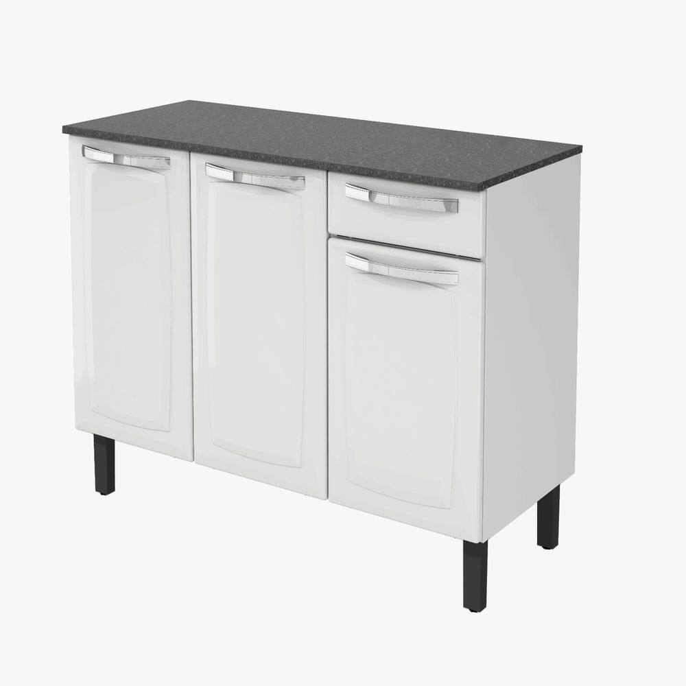 Balcão de Cozinha Rose 3 Portas 1 Gaveta Branco - Rede Móveis