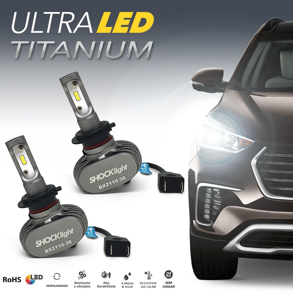 Par Lâmpadas H7 Farol Baixo Fiat Palio G4 Ultra Led Titanium 10000 Lumens Forte Branco Efeito Xenon 2008 2009 2010 2011 2012