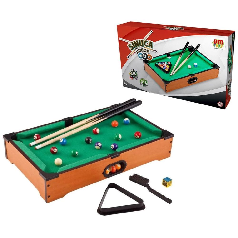Jogo Sinuca Junior Mini Mesa De Bilhar Completa Em Madeira - DM TOYS