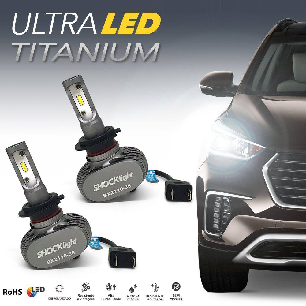 Par Lâmpadas H7 Farol Baixo Fiat Strada Ultra Led Titanium 10000 Lumens Forte Branco Efeito Xenon 2004 2005 2006 2007