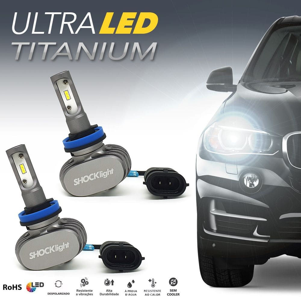 Par Lâmpadas H11 Farol Milha Ford Focus Ultra Led Titanium 10000 Lumens Forte Branco Efeito Xenon 2004 2005 2006 2007 2008 2009