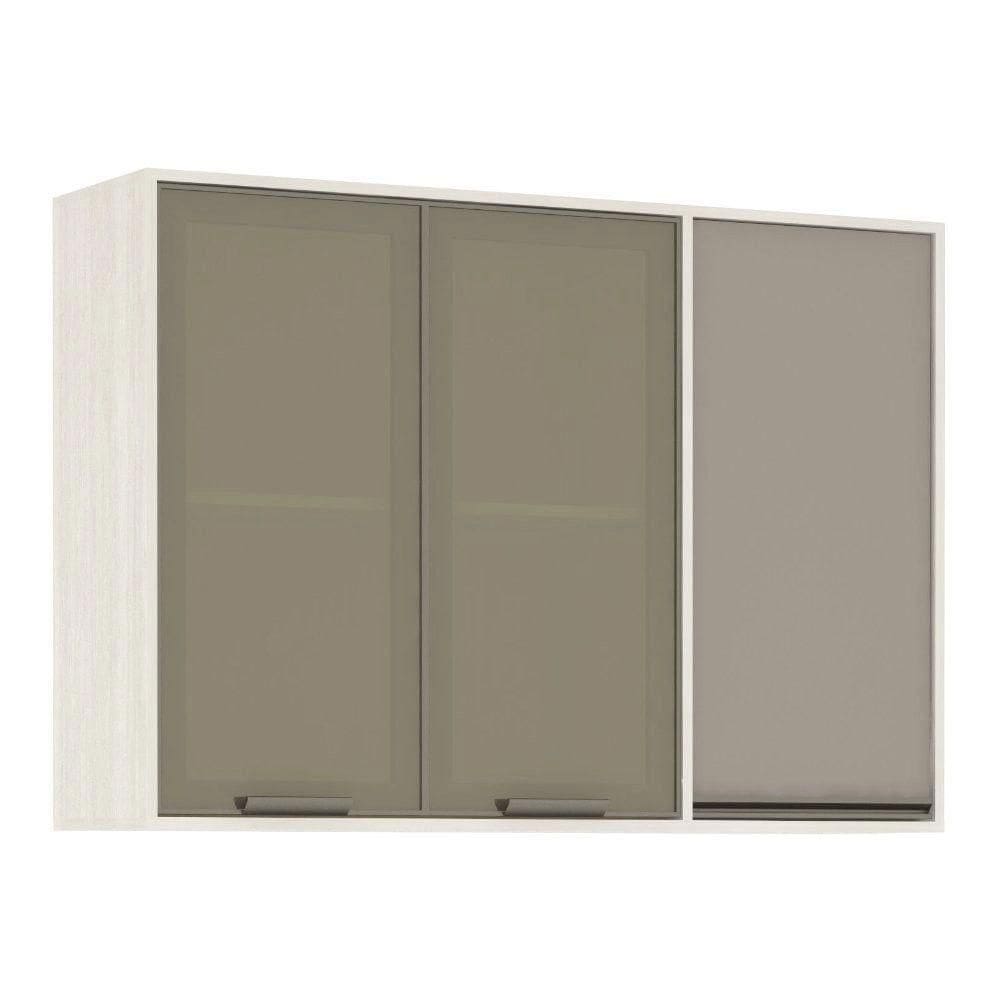 Armário Aéreo De Cozinha 120 Cm 1 Porta Fechada 2 Portas Com Vidro Reflecta Linea Luciane Móveis