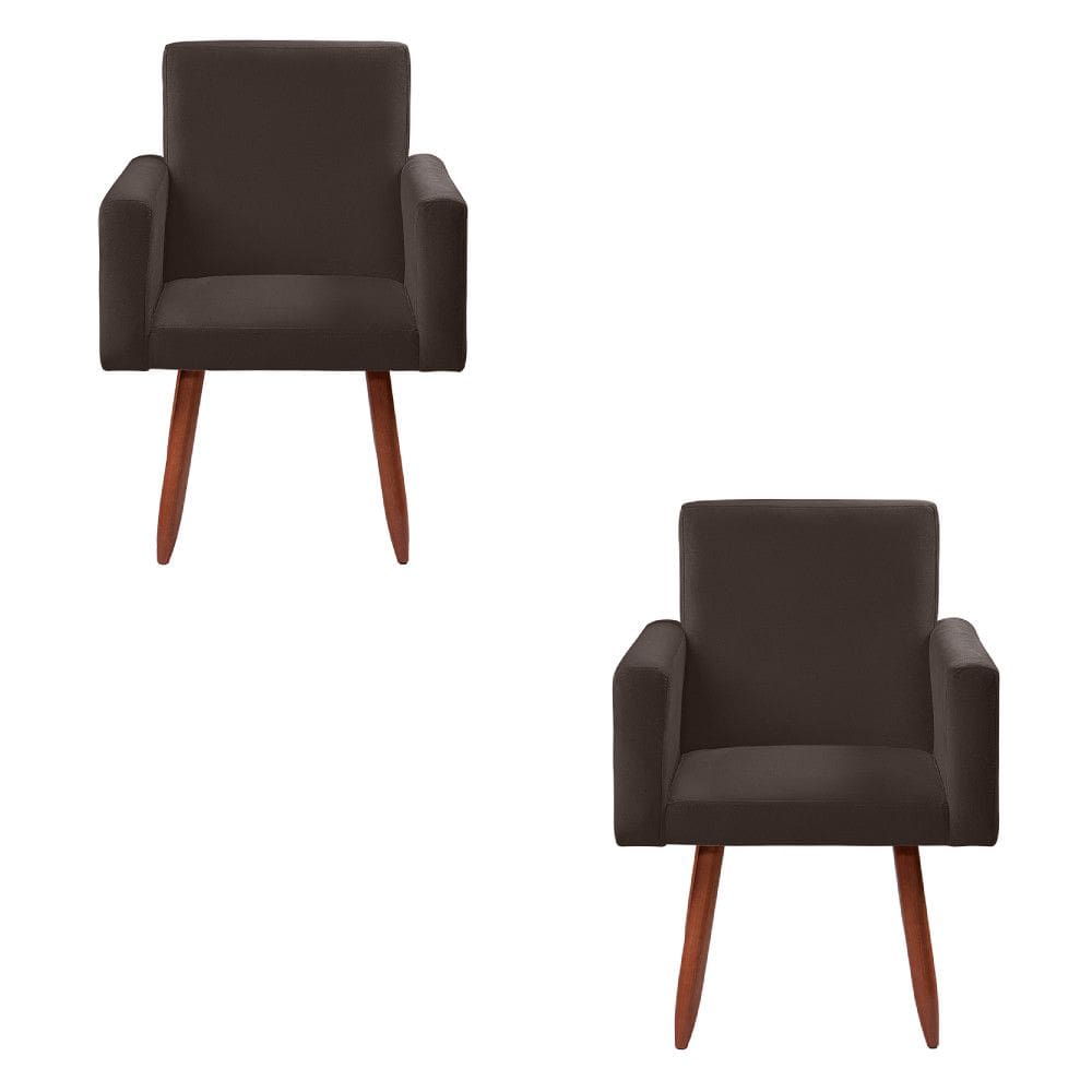 KIT 2 Poltronas Decorativas - Cadeiras  Nina Veludo Chocolate - Star Confort