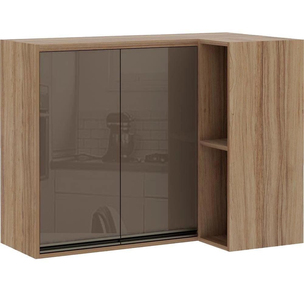 Armário Canto Reto Mel 95 Cm 2 Portas Com Nicho Lateral Luciane Móveis