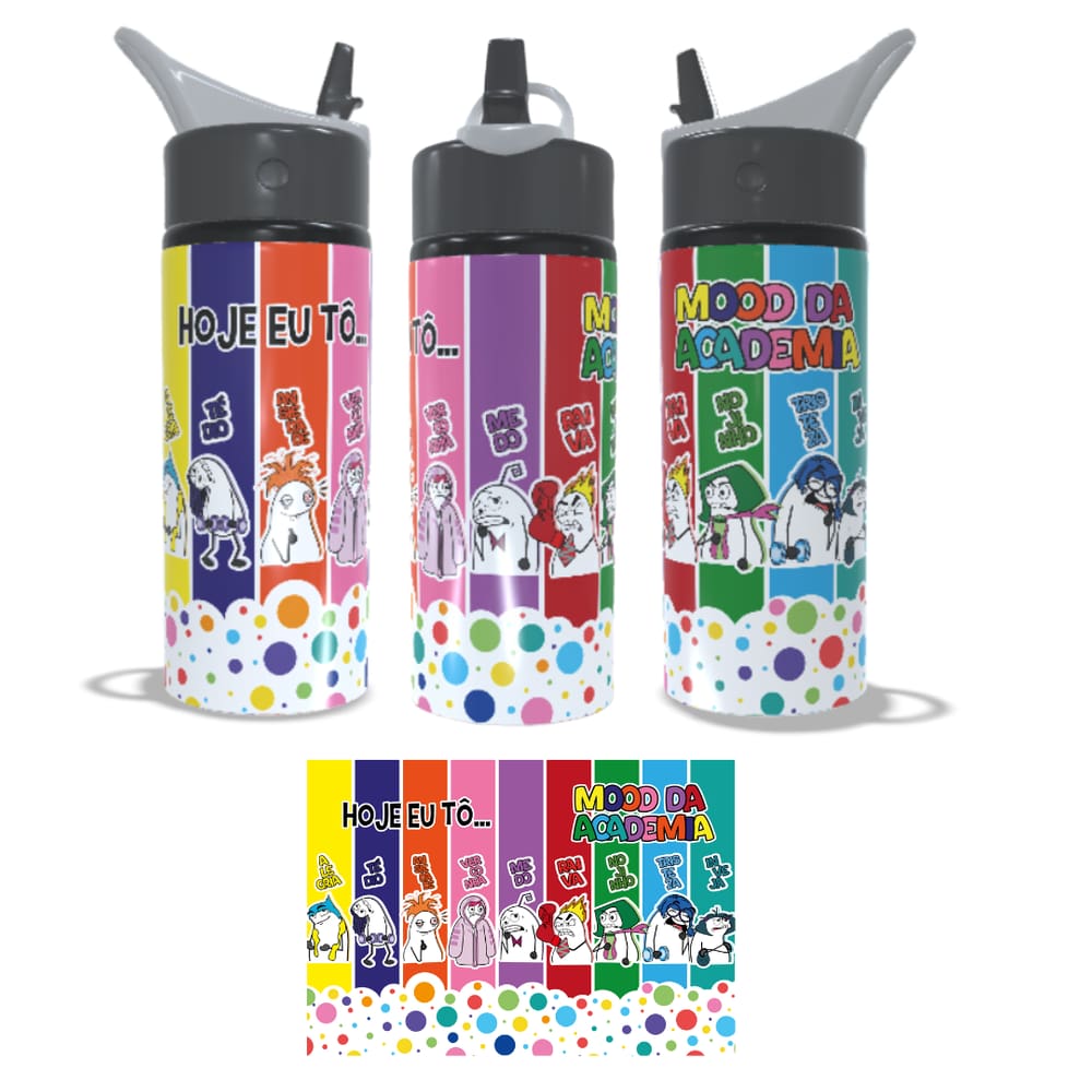 Garrafa Squeeze 600ml Mood Academia Divertida Emoções