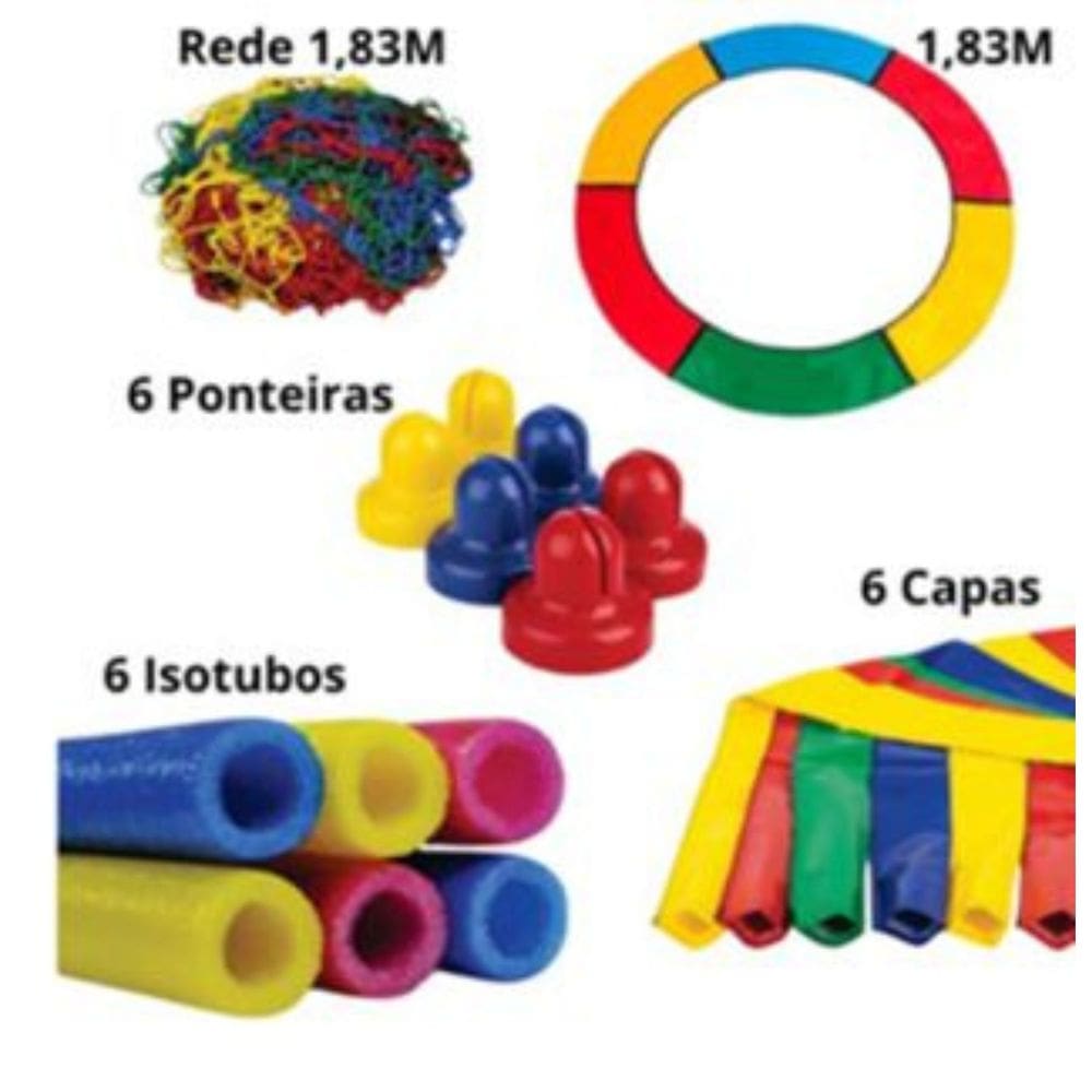 Cama Elástica – Kit Completo com Ponteiras, Capas e Isotubos Coloridos 1,83