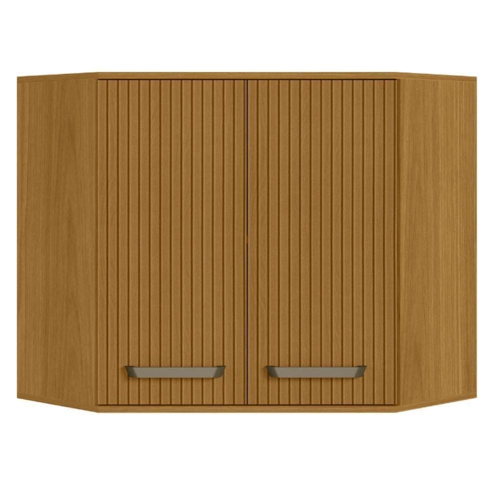 Armário Aéreo De Canto Modulado Para Cozinha Criare 02 Portas Freijo Ripado - Fabrica 1 Móveis