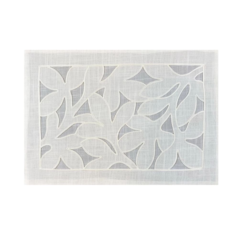 Lugar Americano Retangular Em Tecido Poli-Linho Ricamo 50x35cm Auguri Casa Marmi Branco