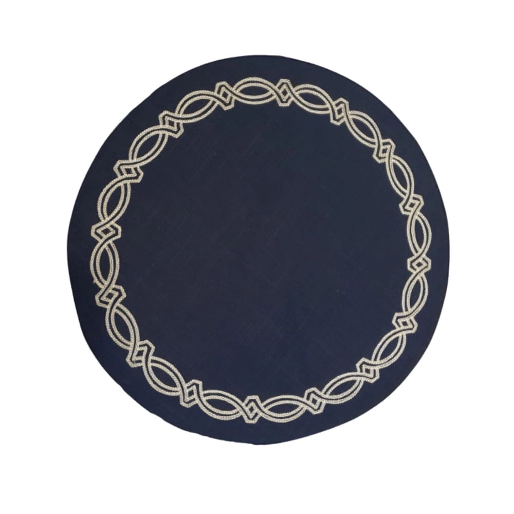 Lugar Americano Redondo Em Tecido Poli-Linho Ricamo 40cm Auguri Casa Truly Azul