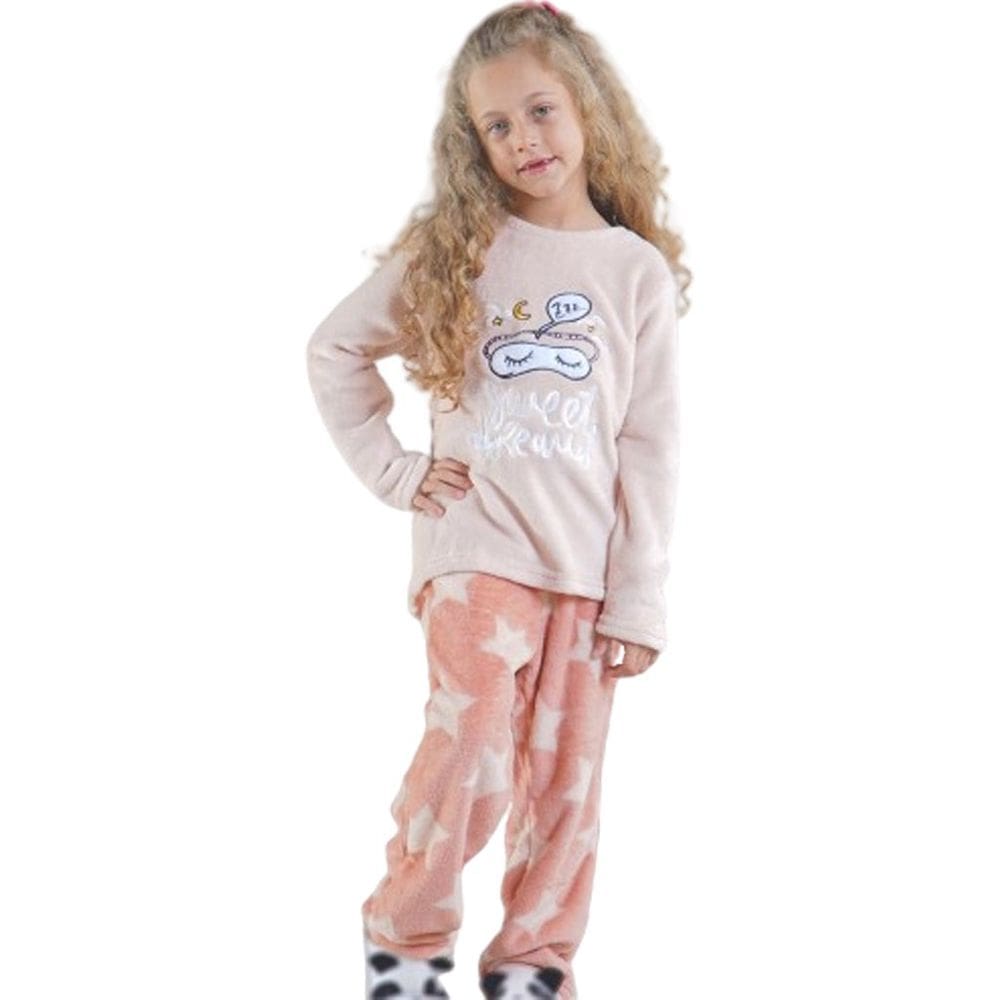 Conjunto Pijama de Plush Infantil Macio Quentinho e Divertido