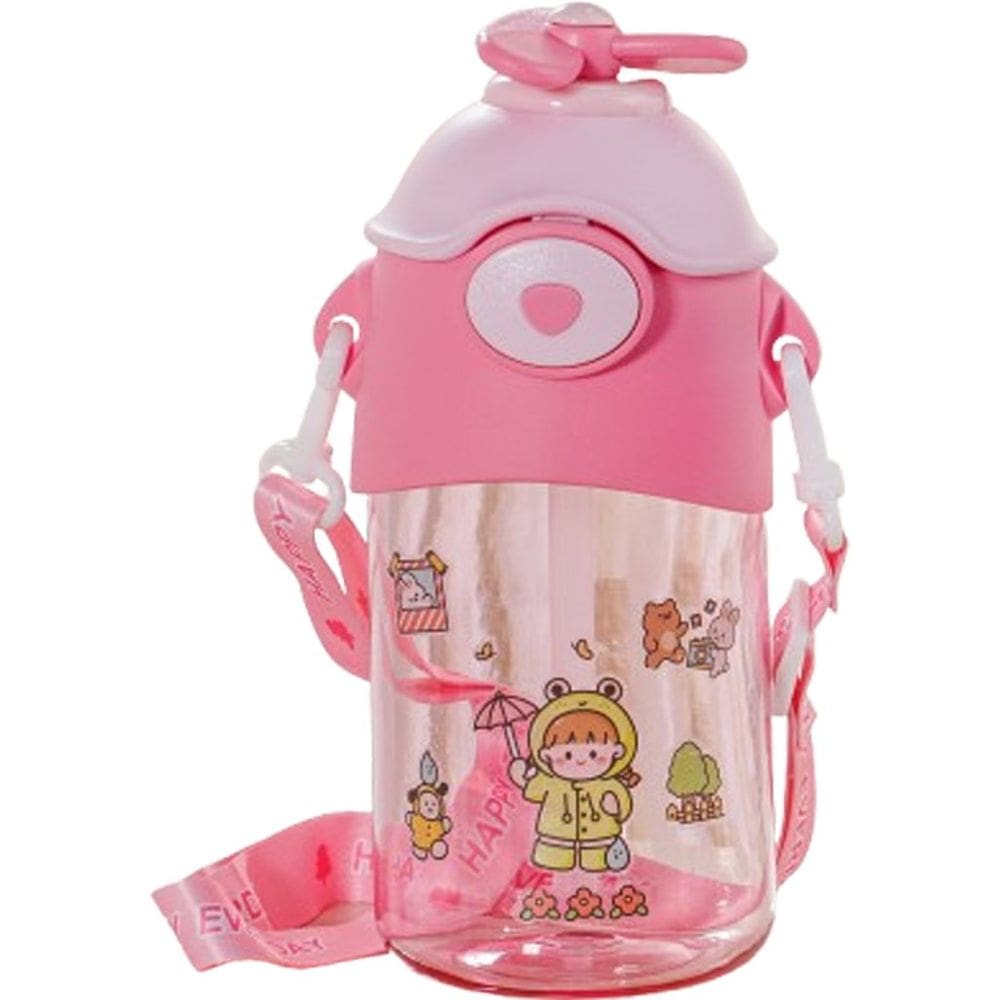 Copo Infantil Hélice Garrafa com Tampa e Canudo 700ml