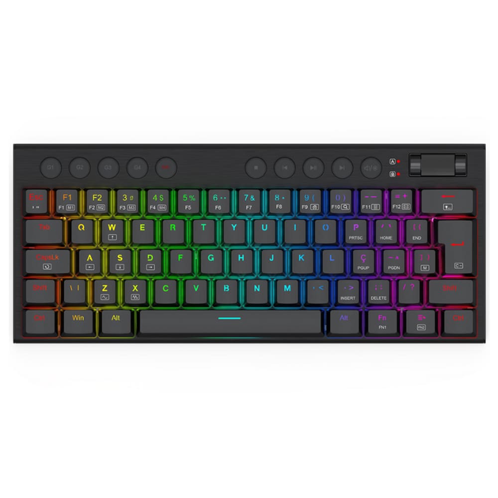 Teclado Mecânico Redragon Horus Mini RGB Low Profile 60% Switch Brown Preto - K632-RGB