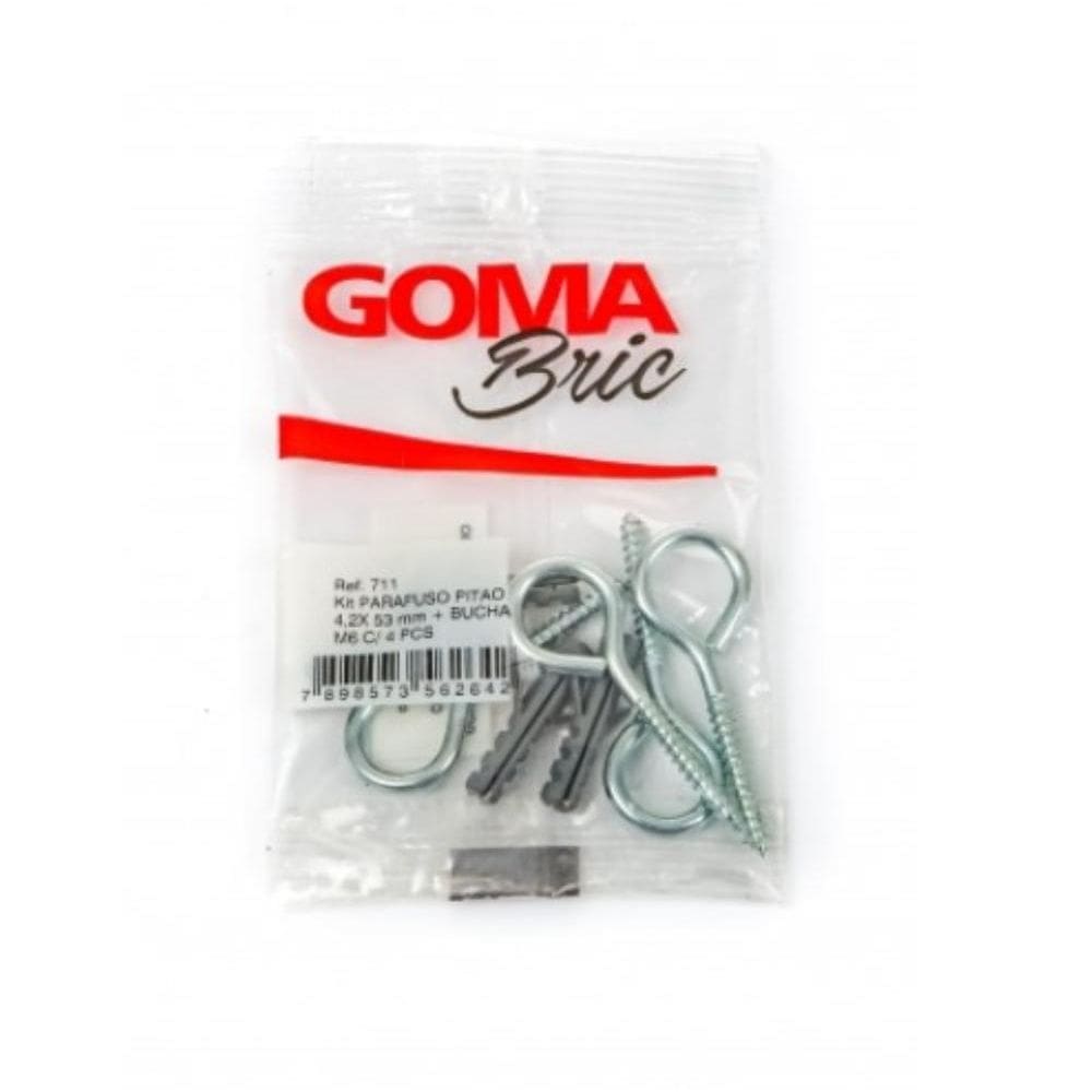 Kit Parafuso Pitão Goma 4,2 x 53 mm + Bucha M6 com 4 Peças