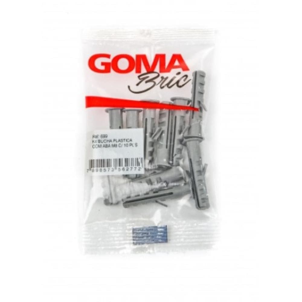Kit Bucha Plástica com Aba M8 Goma com 10 Peças