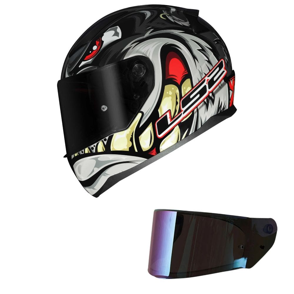 Capacete LS2 FF353 Rapid Spox Cinza e Vermelho Mais Viseira Camaleão