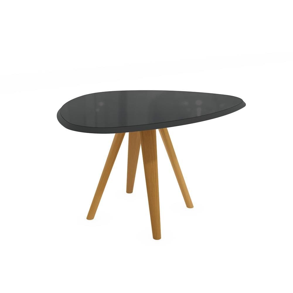 Mesa de Jantar Kappesberg em Madeira Maciça com Tampo de Vidro Preto Fosco 135cm