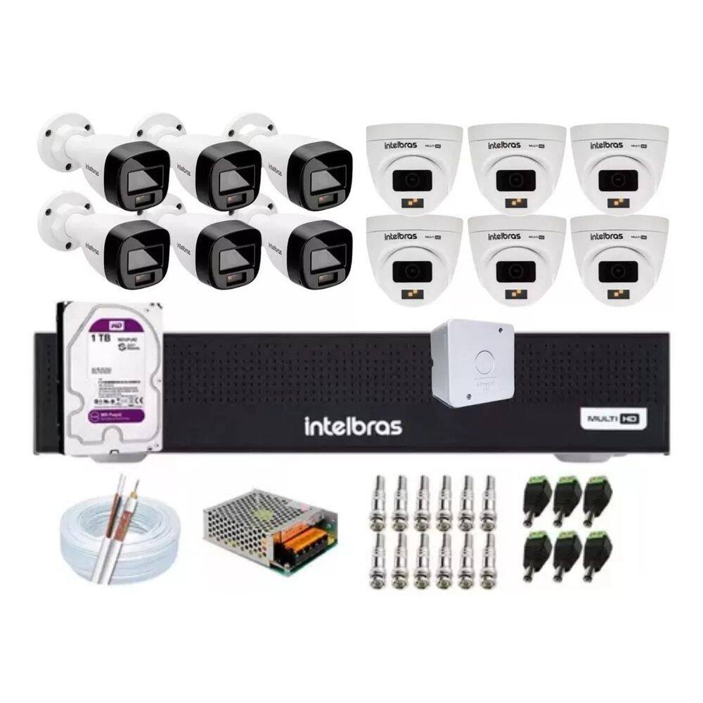 Kit 24 Câmeras Intelbras 1120b Full Color, Dvr 32ch Mhdx 1232 Sem Hd