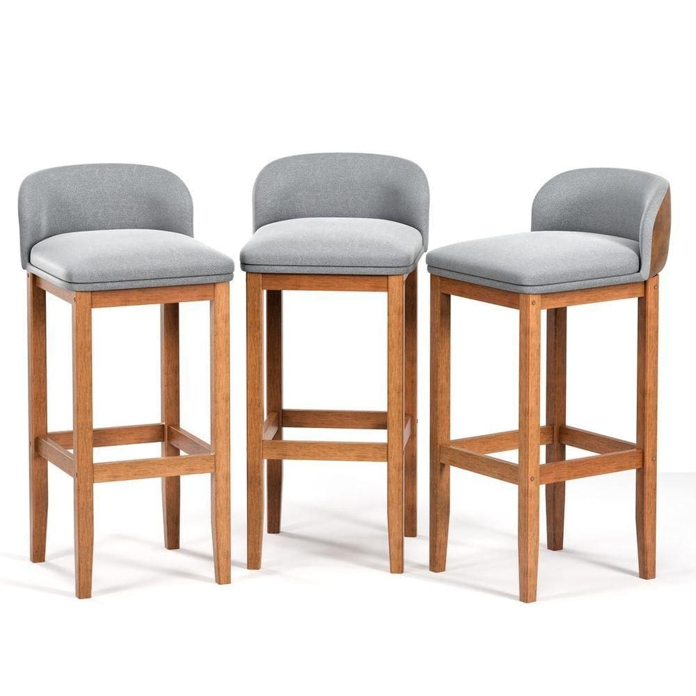 Lançamento! Kit 3 Banquetas Onix Estofado Pé Madeira Maciça