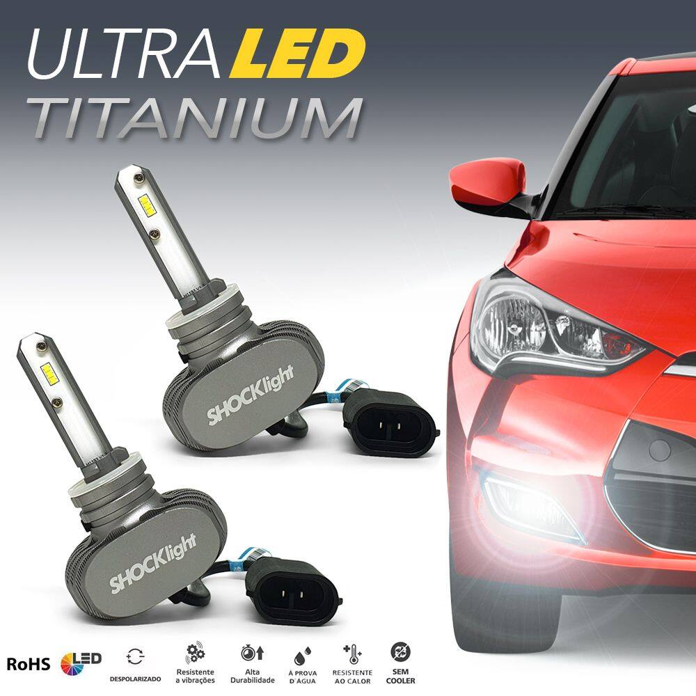 Par Lâmpadas H27 Farol Milha Kia Soul 2010 2011 2012 2013 Ultra Led Titanium 10000 Lumens Forte Branco Efeito Xenon
