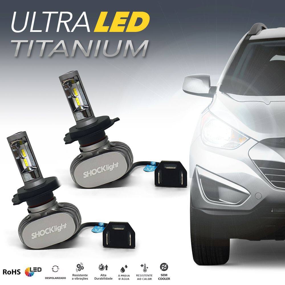 Par Lâmpadas H4 Farol Alto Baixo Kia Picanto Ultra Led Titanium 10000 Lumens Forte Branco Efeito Xenon 2012 2013 2014 2015
