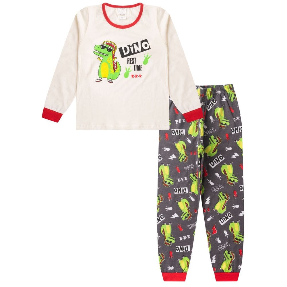 Pijama Infantil Masculino Menino Inverno em Meia Malha Estampado