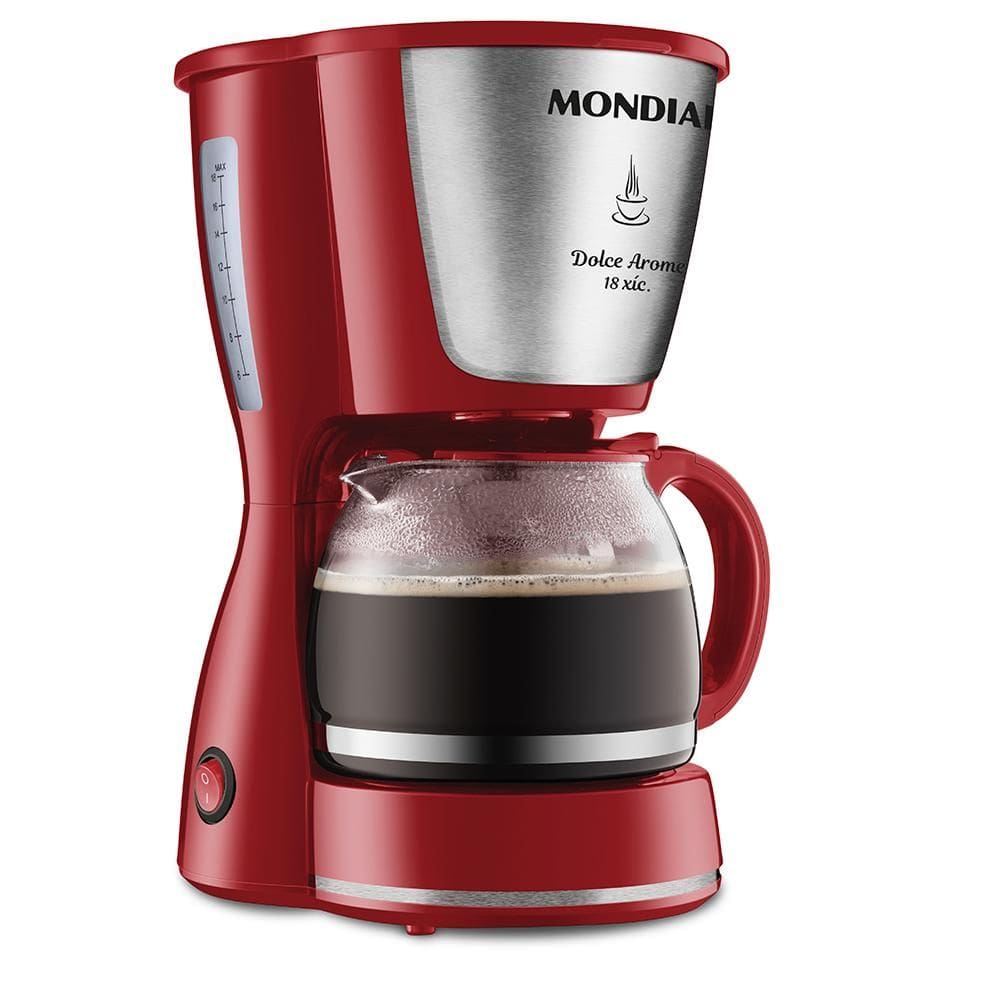 Cafeteira Elétrica 18 Xícaras Mondial Dolce Arome C-35 Vermelha e Prata 220V