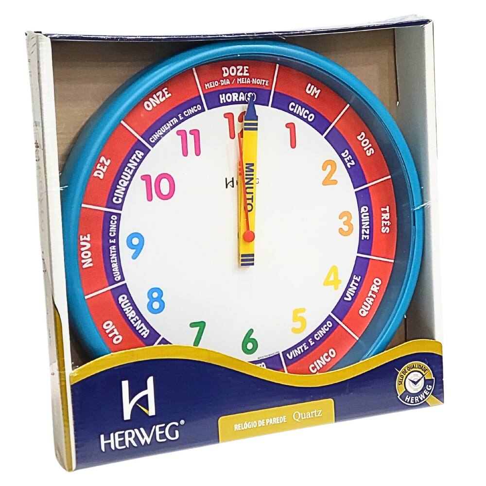 Relógio de Parede Herweg Quartz Analógico Didático 6690 - 267