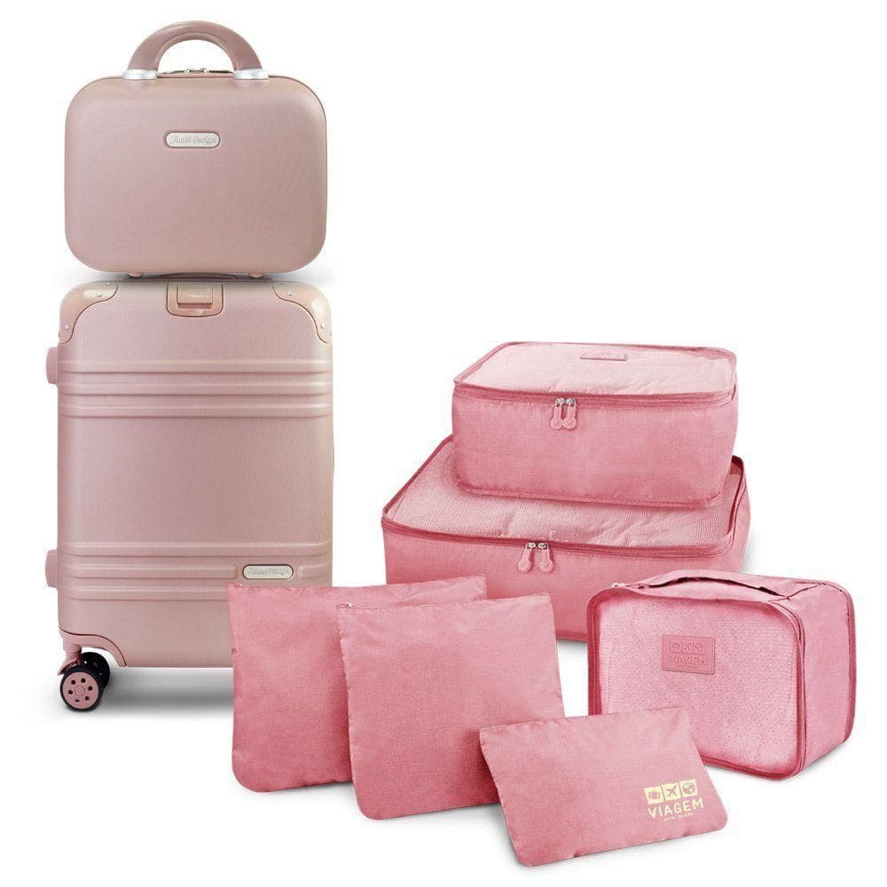 Kit Mala De Bordo, Frasqueira E Organizadores De Mala Elite Rosa