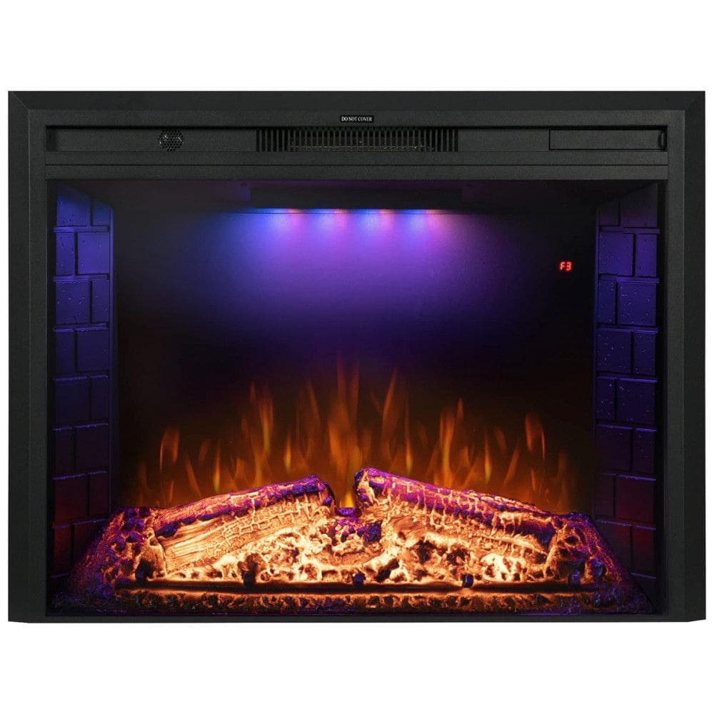 Lareira Elétrica de Embutir A69x91L, com Controle Remoto Chamas Ajustáveis e Luz de LED, 1500W, 110v, BENROCKS, Preto