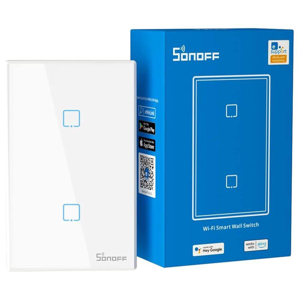 Interruptor Inteligente de Parede Sonoff T2US2C Bivolt Branco