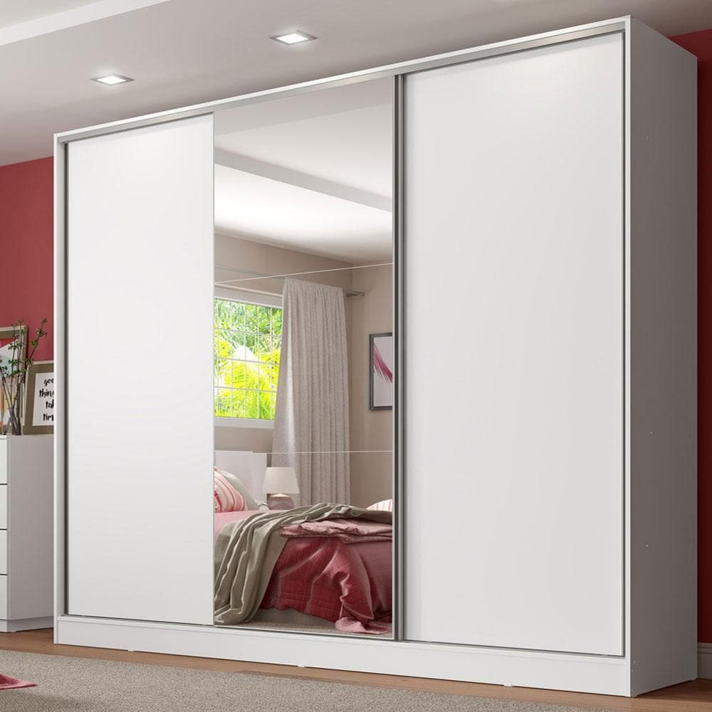 Guarda Roupa Casal 100% MDF com Espelho Madesa Royale 3 Portas de Correr XV