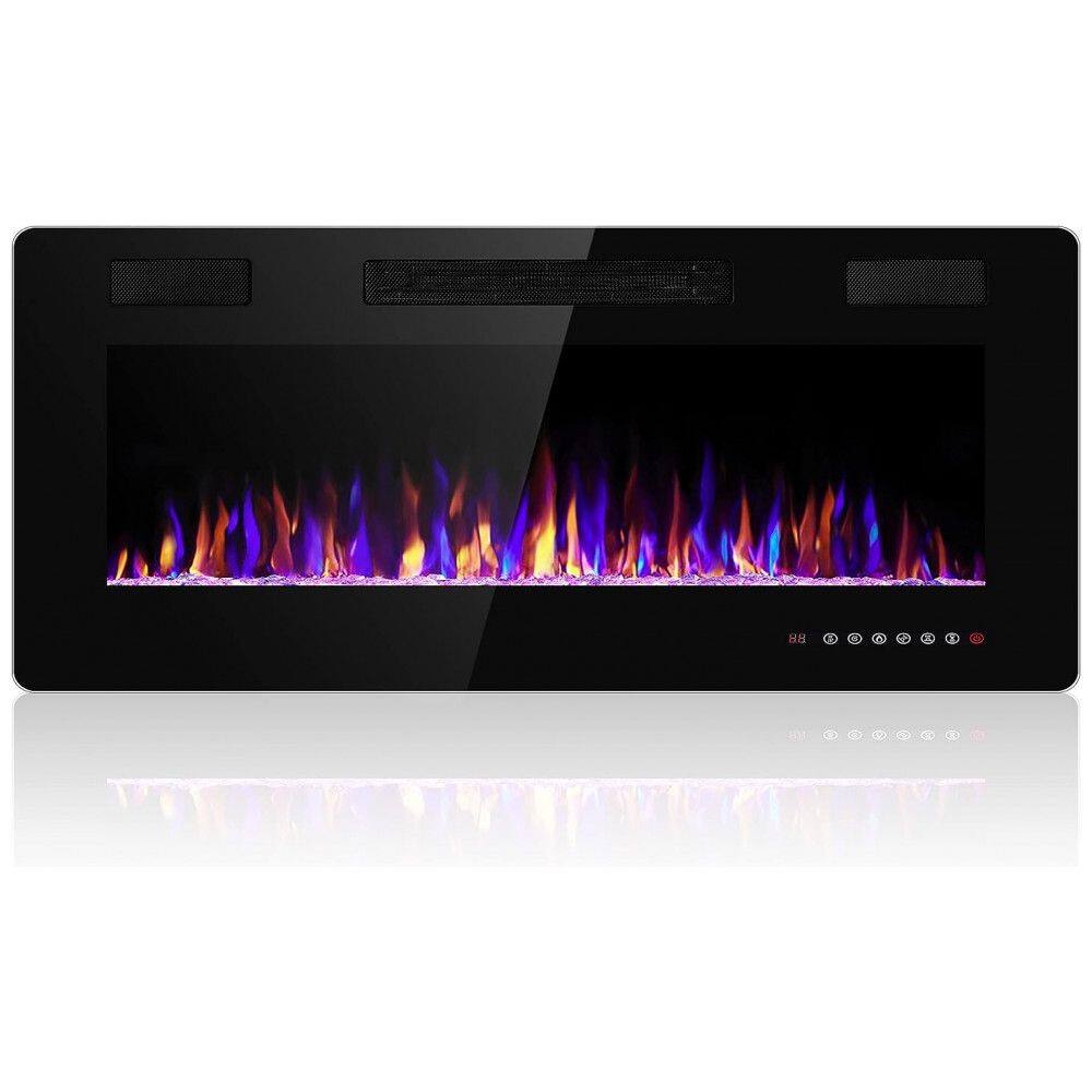 Lareira Elétrica de Embutir A45x106L com Controle Remoto e Digital, Luz LED, Chama Ajustável e Temporizador, 1500W, 110v, ELECTACTIC 842C3, Preto