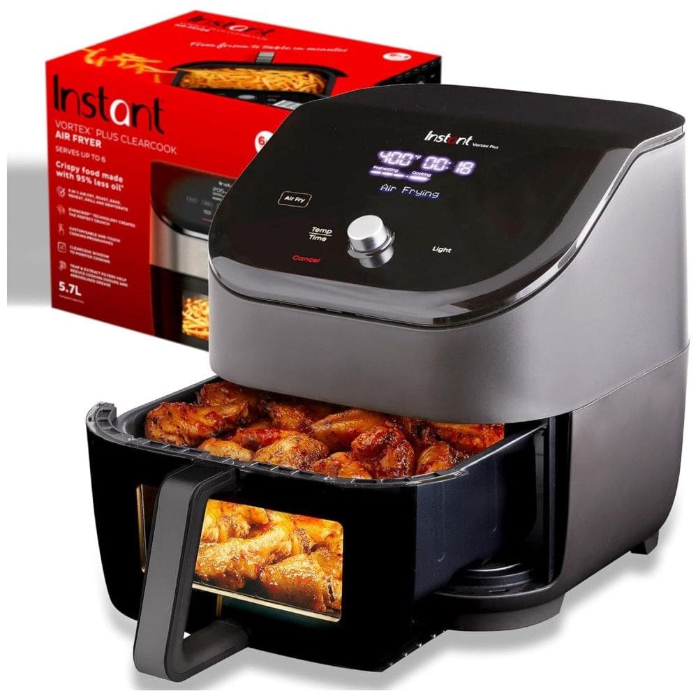 Vortex Plus Fritadeira Elétrica AirFryer 6L Multifuncional 6 em 1 com Painel Digital, 1700W, 110v, INSTANT POT 140 3088 01, Preto