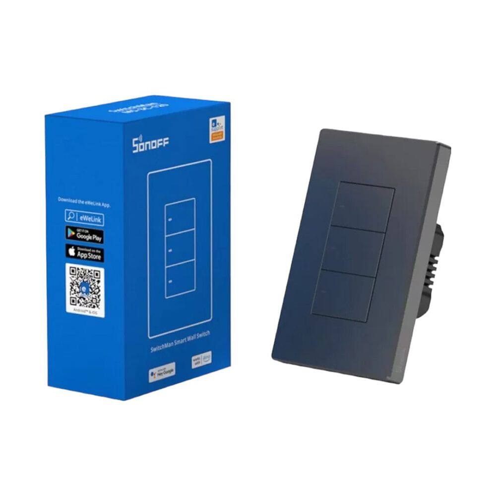 Interruptor Sonoff Inteligente de Parede M5-3C-120 Bivolt Preto